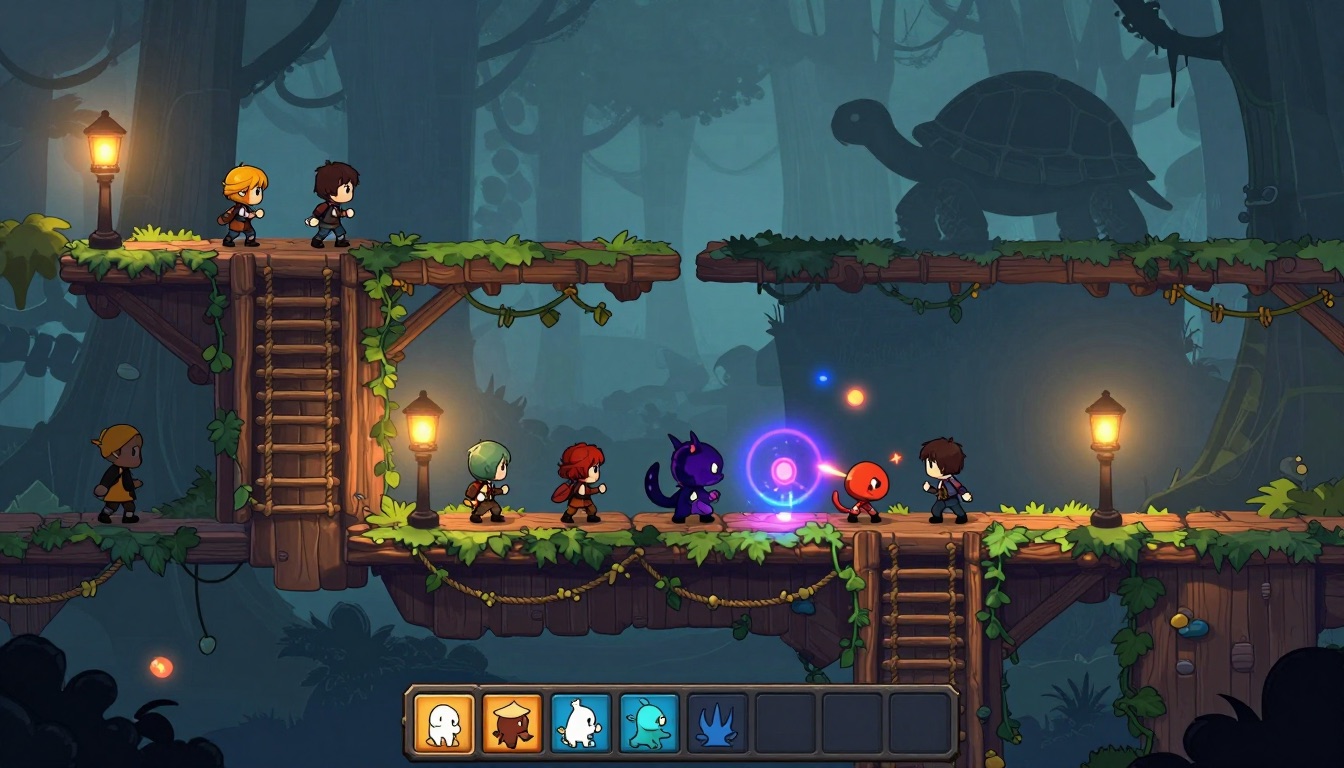 A gameplay map with Mossback walking in the distance